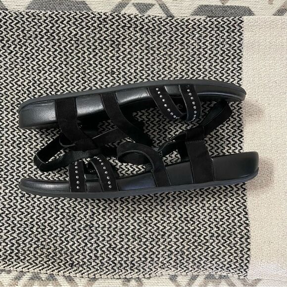 FitFlop Lumy Criss Cross Black Suede Sandals w/Studs Sz-11 - Picture 6 of 7